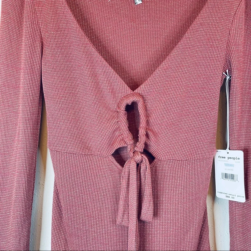 Free People Intimatly Bell Sleeve Cut Off Ruffle Top Size XS NWT